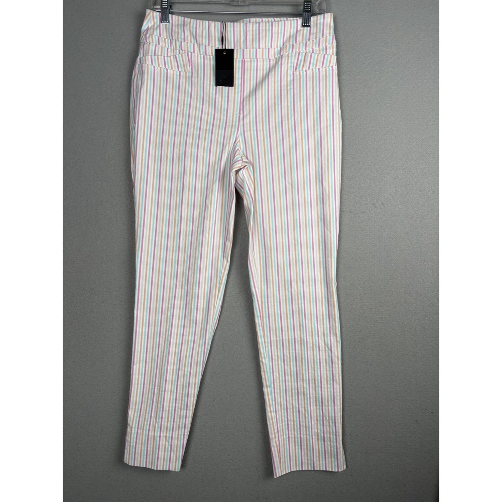 Renuar Pants Womens 6 Pastel Multi Stripe Seersucker Comfort Waist Stretch